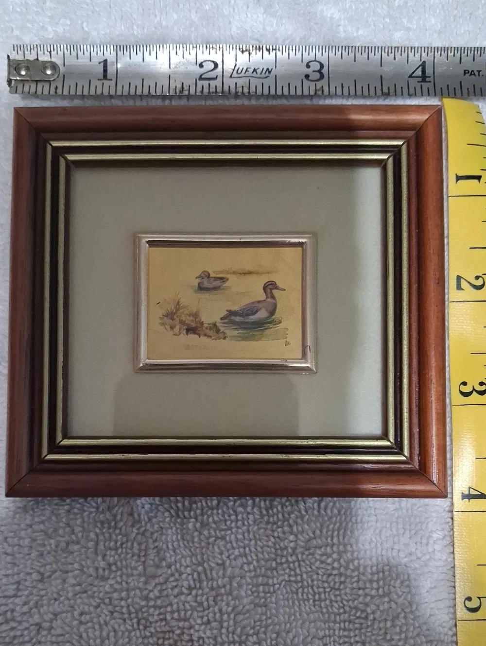 Reproduction Miniature Pair of Italian Gold Leaf Duck Prints